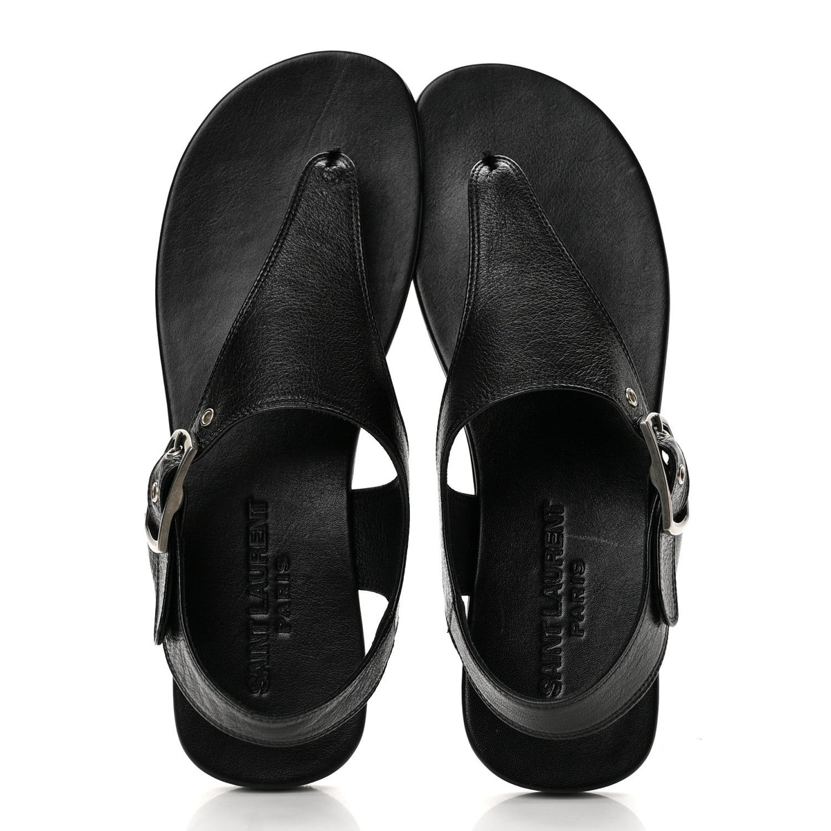 Saint Laurent Calfskin Women's Incrociato Denver Monogram Sandals 36 Black