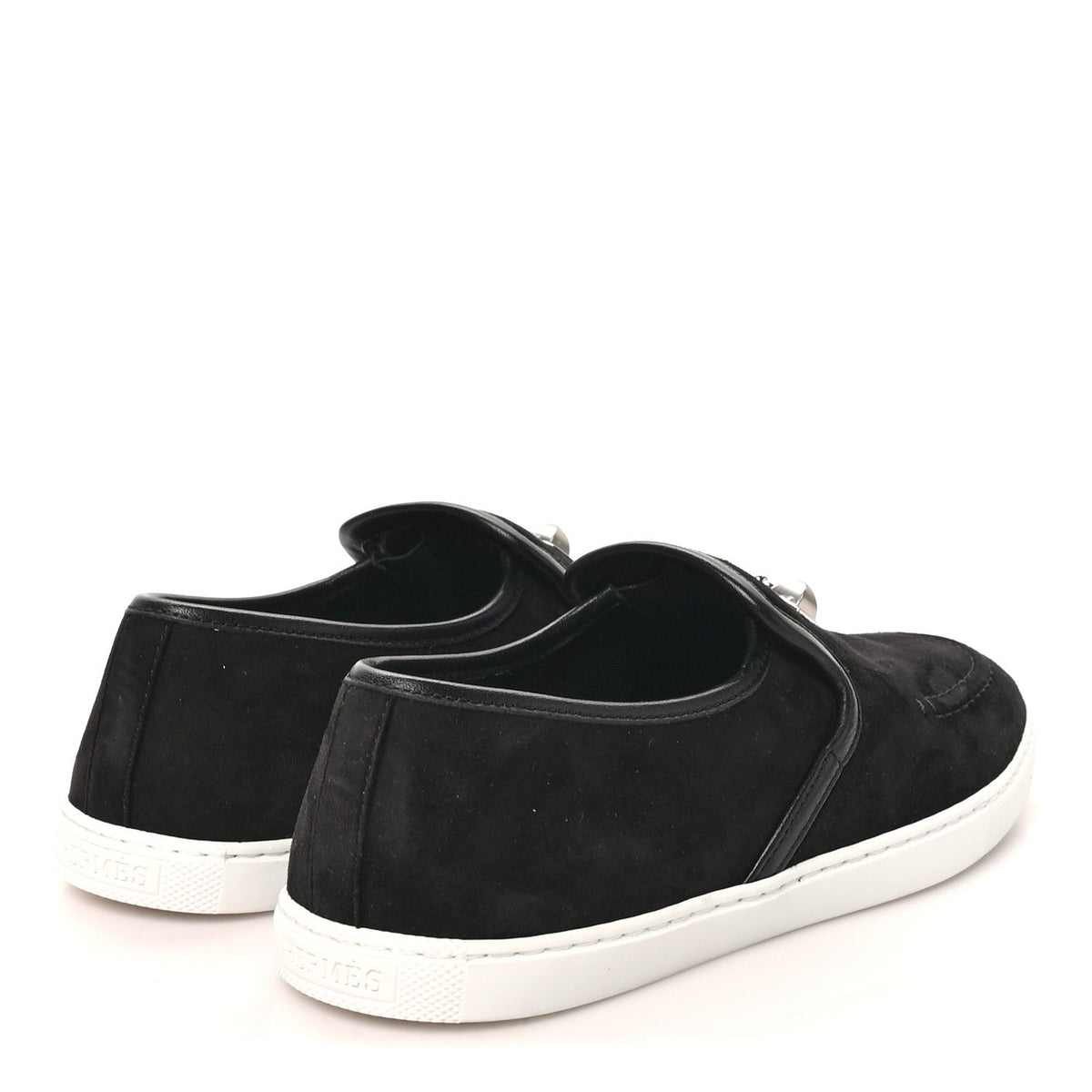 Hermes Suede Goatskin Nappa Women's Jour Loafers 38 Black