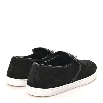 Hermes Suede Goatskin Nappa Women's Jour Loafers 38 Black