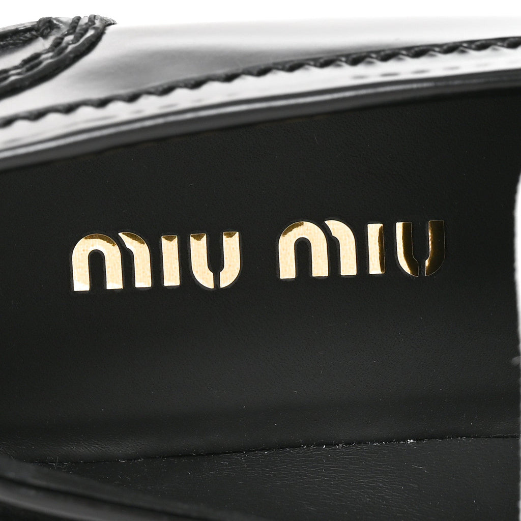 Miu Miu Spazzolato Calfskin Women's Penny Loafers 36 Black White