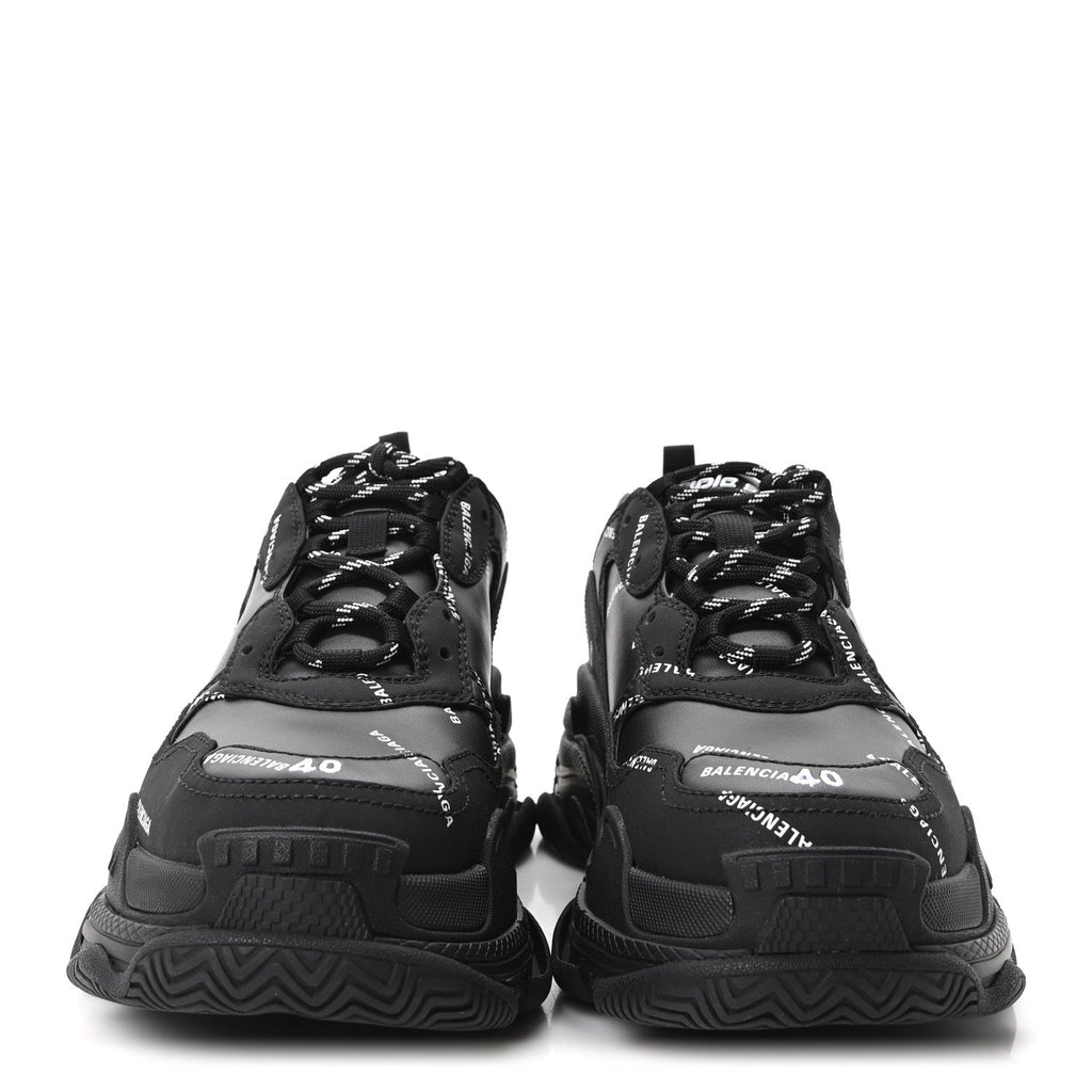 Balenciaga Technical Fabric Men's Triple S Sneakers 40 Black White