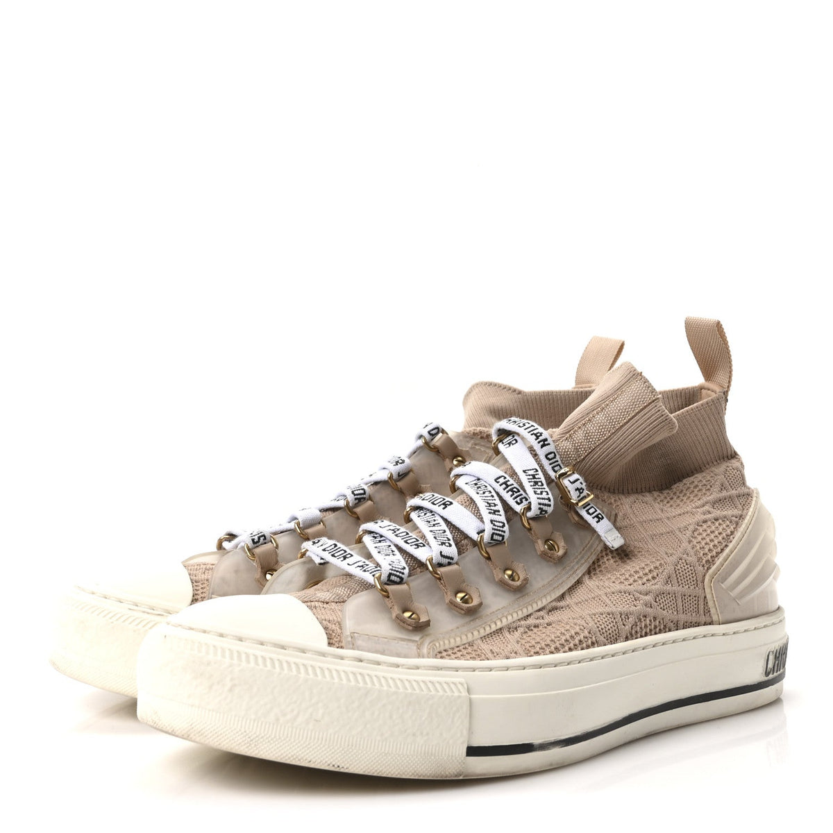 Christian Dior Technical Cannage Women's Walk'n Dior High Top Sneakers 38.5 Nude