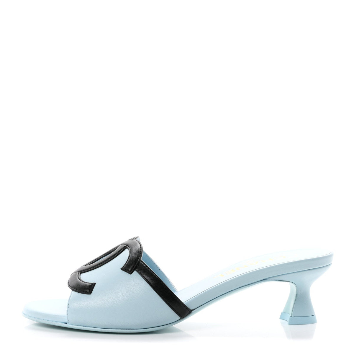 Lambskin CC Cutout Mules Blue Black
