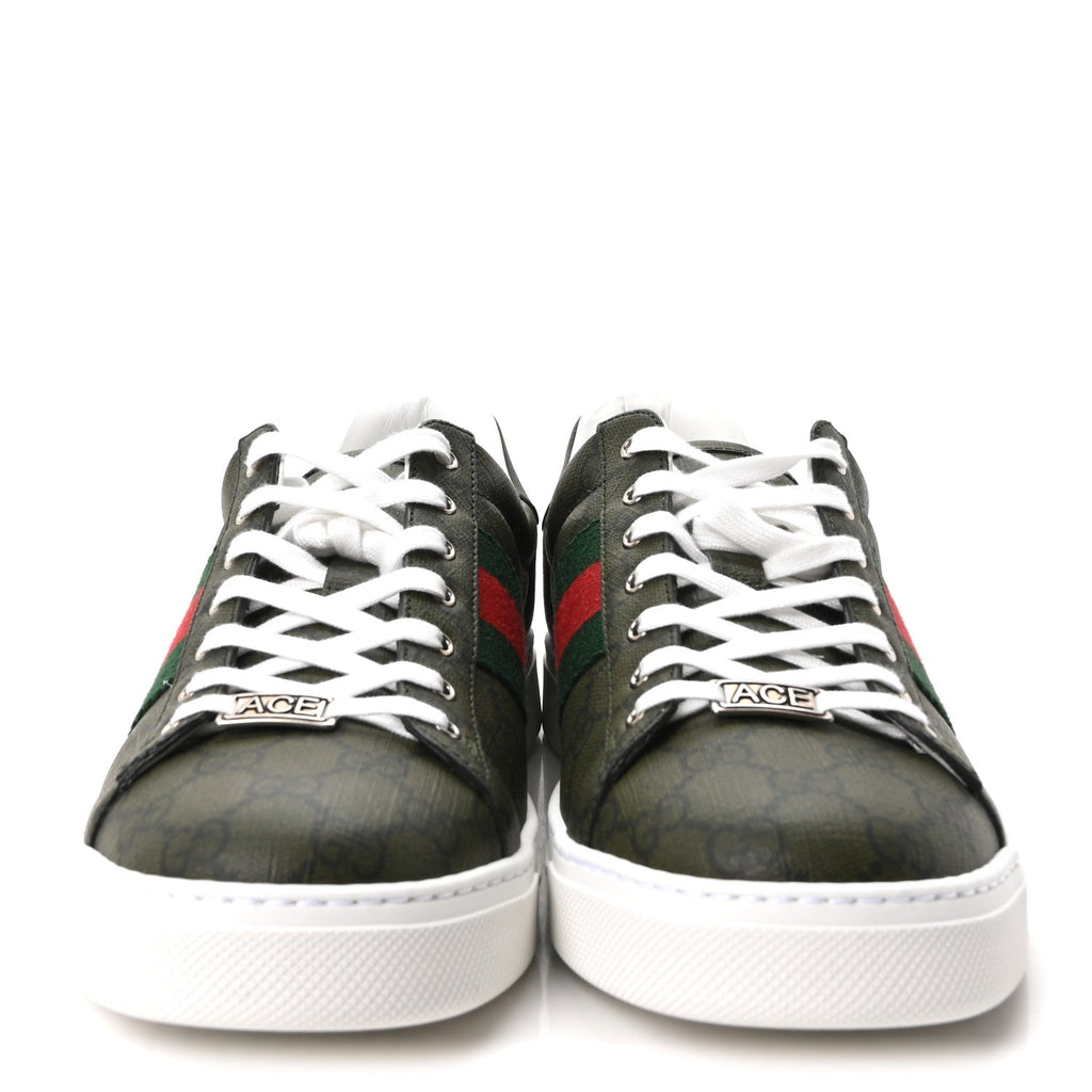 Gucci GG Supreme Monogram Men's New Ace Sneakers 9 Green