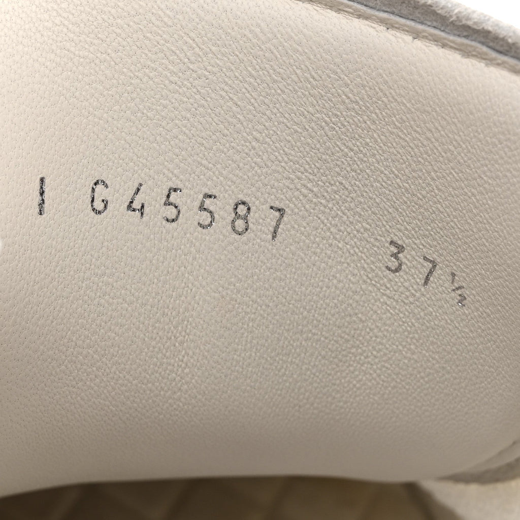 Chanel Nylon Suede Kidskin Calfskin Women's Logo Sneakers 37.5 White Black