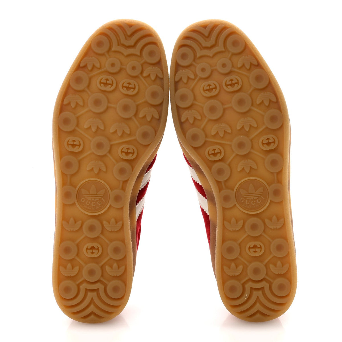 Gucci Velvet Suede Men's Gazelle Sneakers 8.5 Vulcanic Red Off White Hibiscus Red