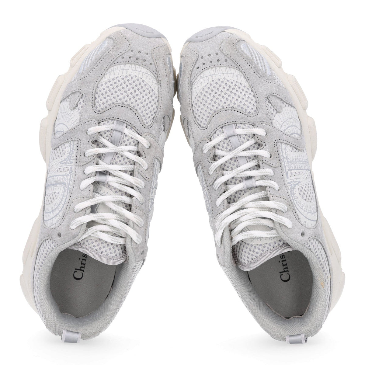Christian Dior Mesh Suede Women's Chrono Sneakers 38.5 Grey