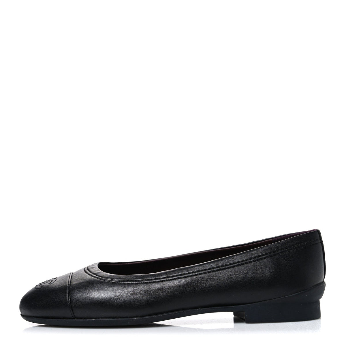 Chanel Lambskin Women's Cap Toe CC Uniform Ballerina Flats 36.5 Black