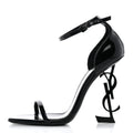 Saint Laurent Patent Calfskin Women's Opyum 110 Sandals 37.5 Black