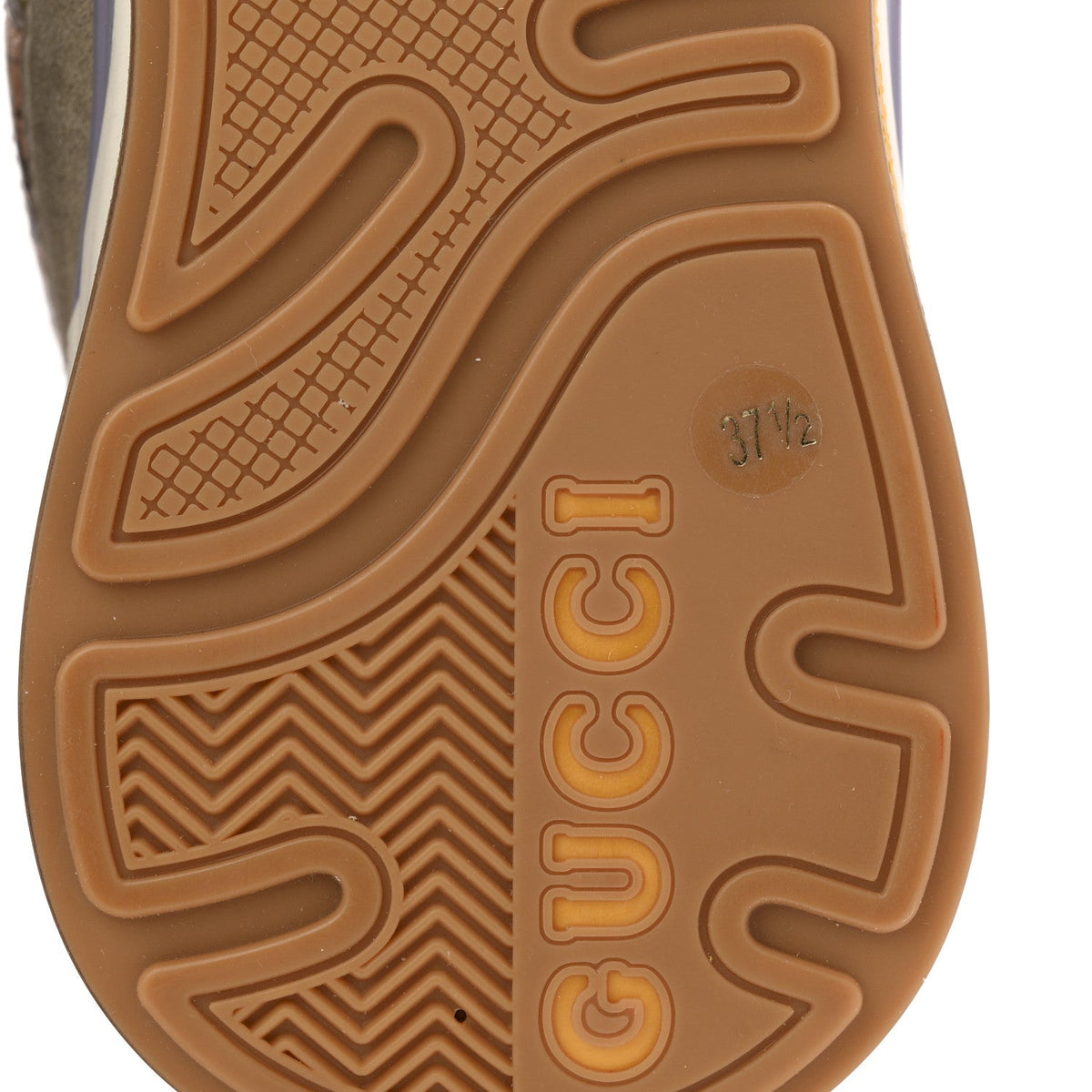 Gucci Suede Calfskin Tejus Printed Women's Ultrapace Sneakers 37.5 Pink Silver Oatmeal Yolk