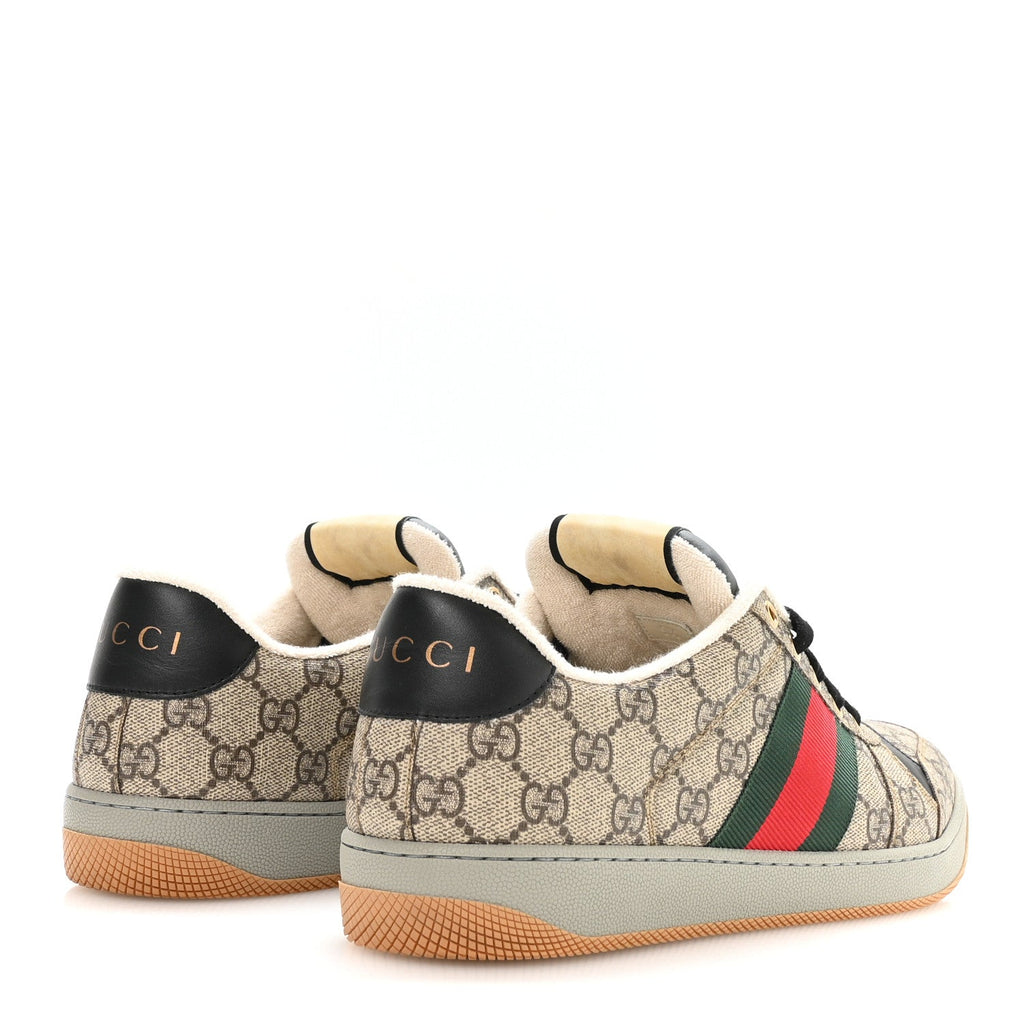 Gucci GG Supreme Calfskin Men's Screener Sneakers 9.5 Beige