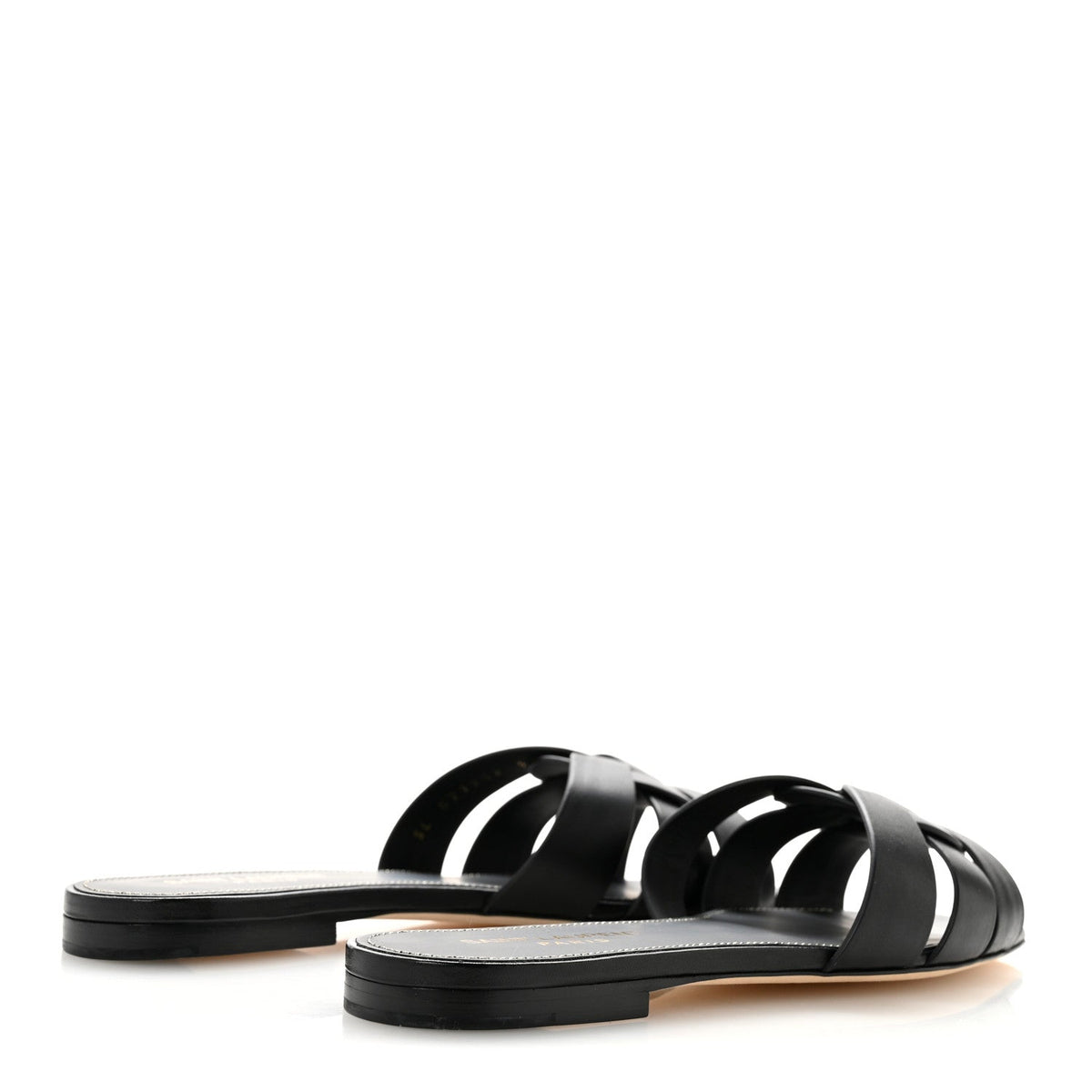 Saint Laurent Calfskin Women's Tribute 05 Slide Sandals 36.5 Black