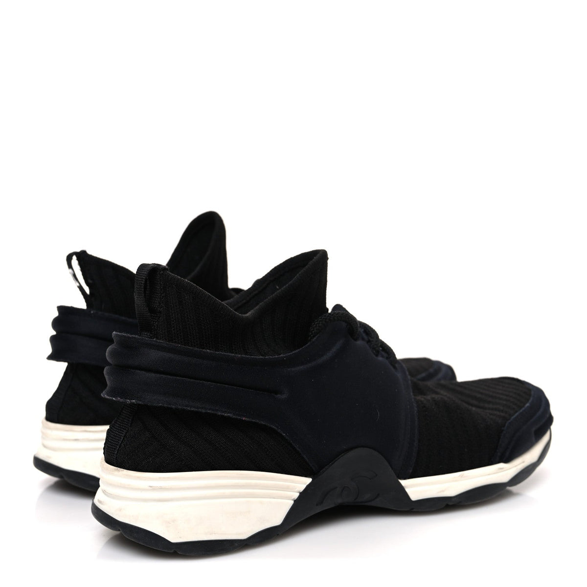 Chanel Stretch Fabric Women's CC Sneakers 36 Black