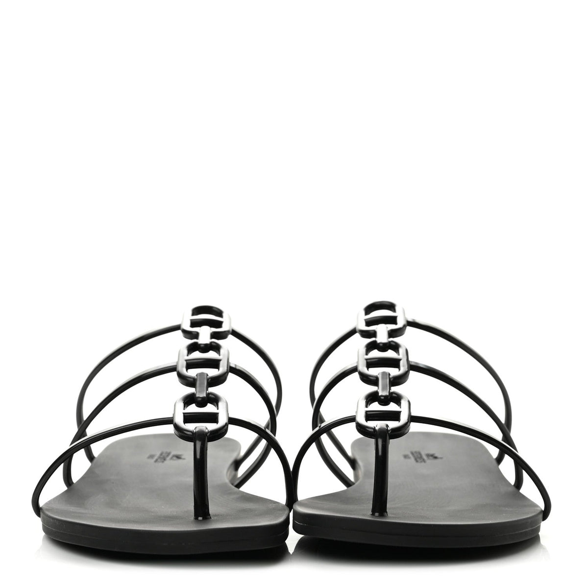 Hermes Rubber Women's Mykonos Sandals 40 Black
