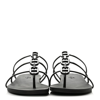 Hermes Rubber Women's Mykonos Sandals 40 Black