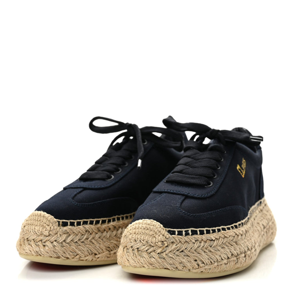 Christian Louboutin Toile Calfskin Women's Espasneak Flat Sneakers 36 Obscur