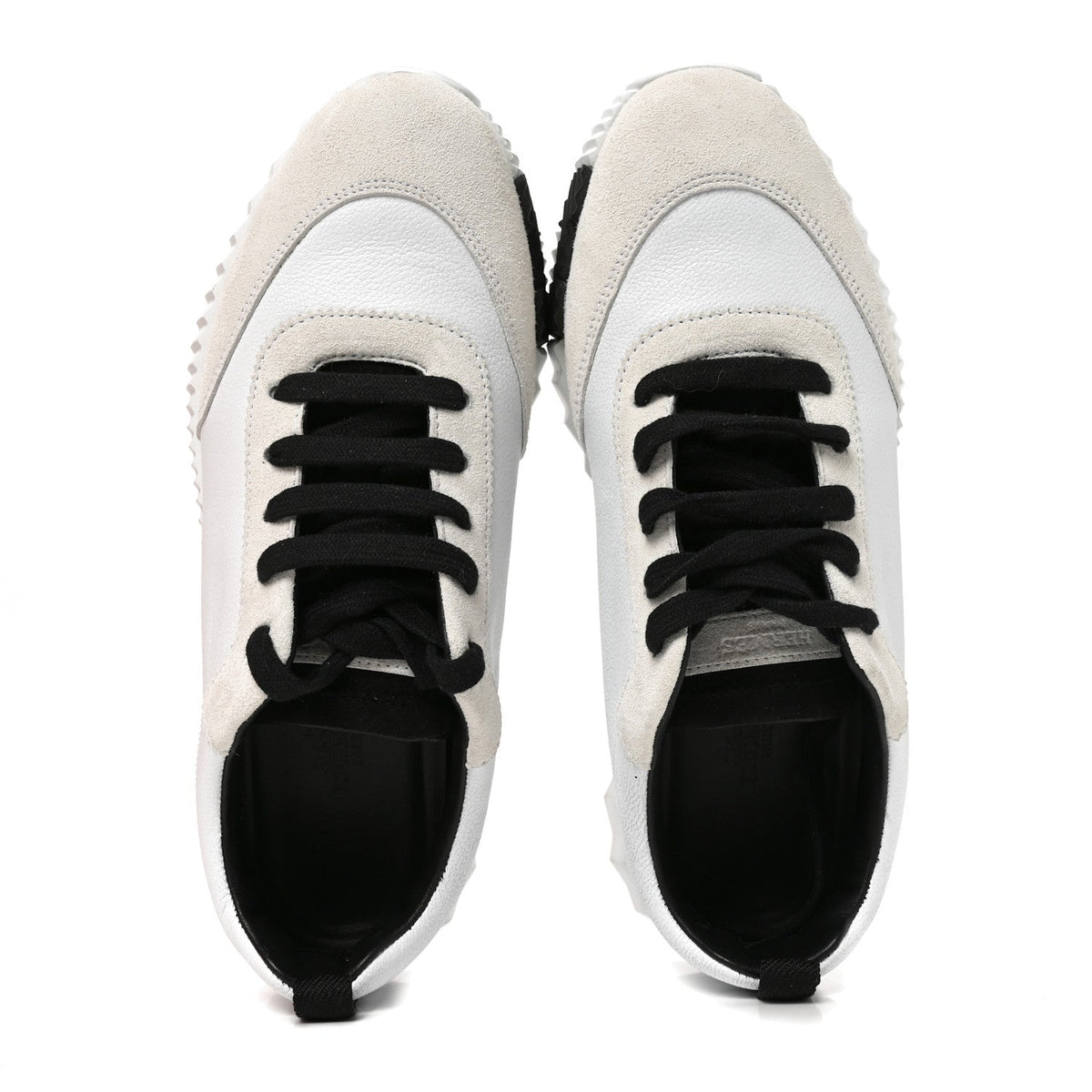 Hermes Calfskin Suede Bouncing Women's Sneakers White Black