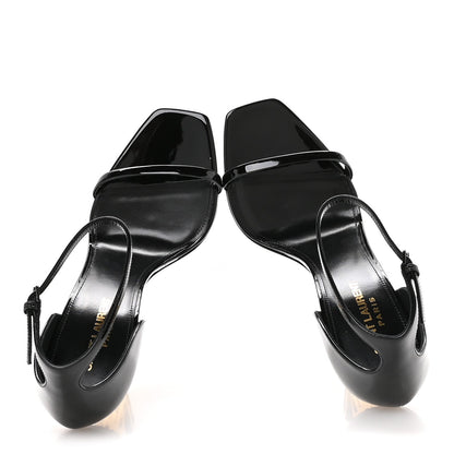 Saint Laurent Patent Calfskin Women's Opyum 110 Sandals 39.5 Black Gold