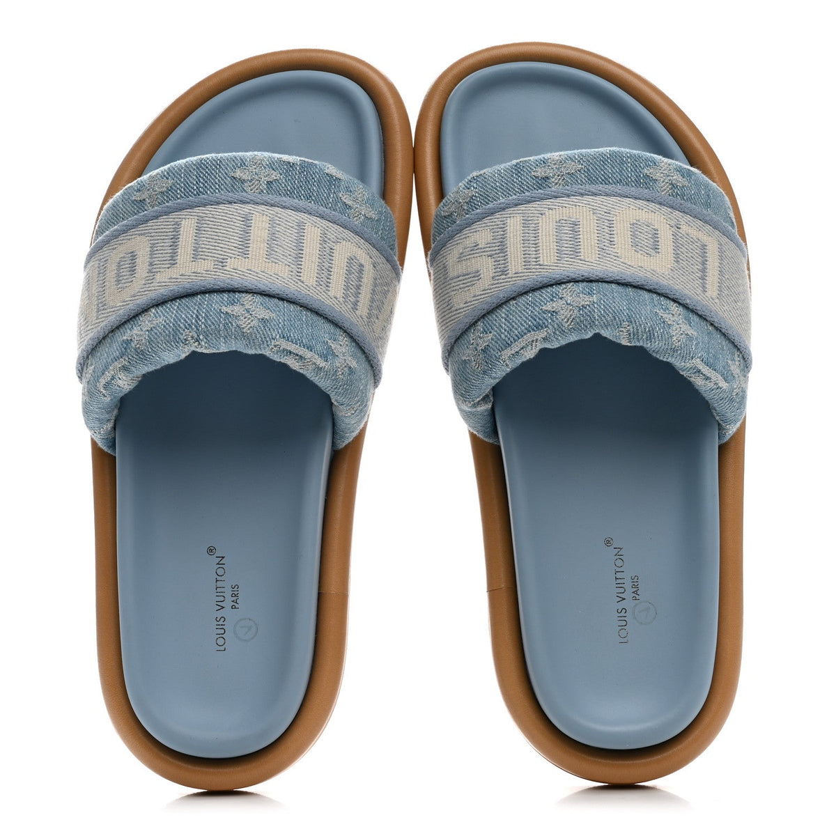Louis Vuitton Denim Leather Women's LV Bliss Mules 36.5 Turquoise