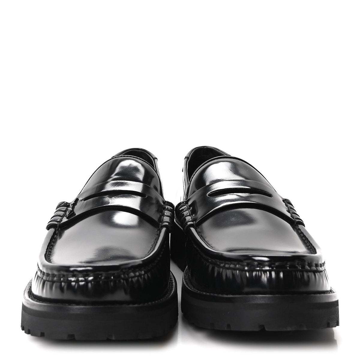 Saint Laurent Glazed Calfskin Men's Master Le Loafer 15 Moccasins 43 Black