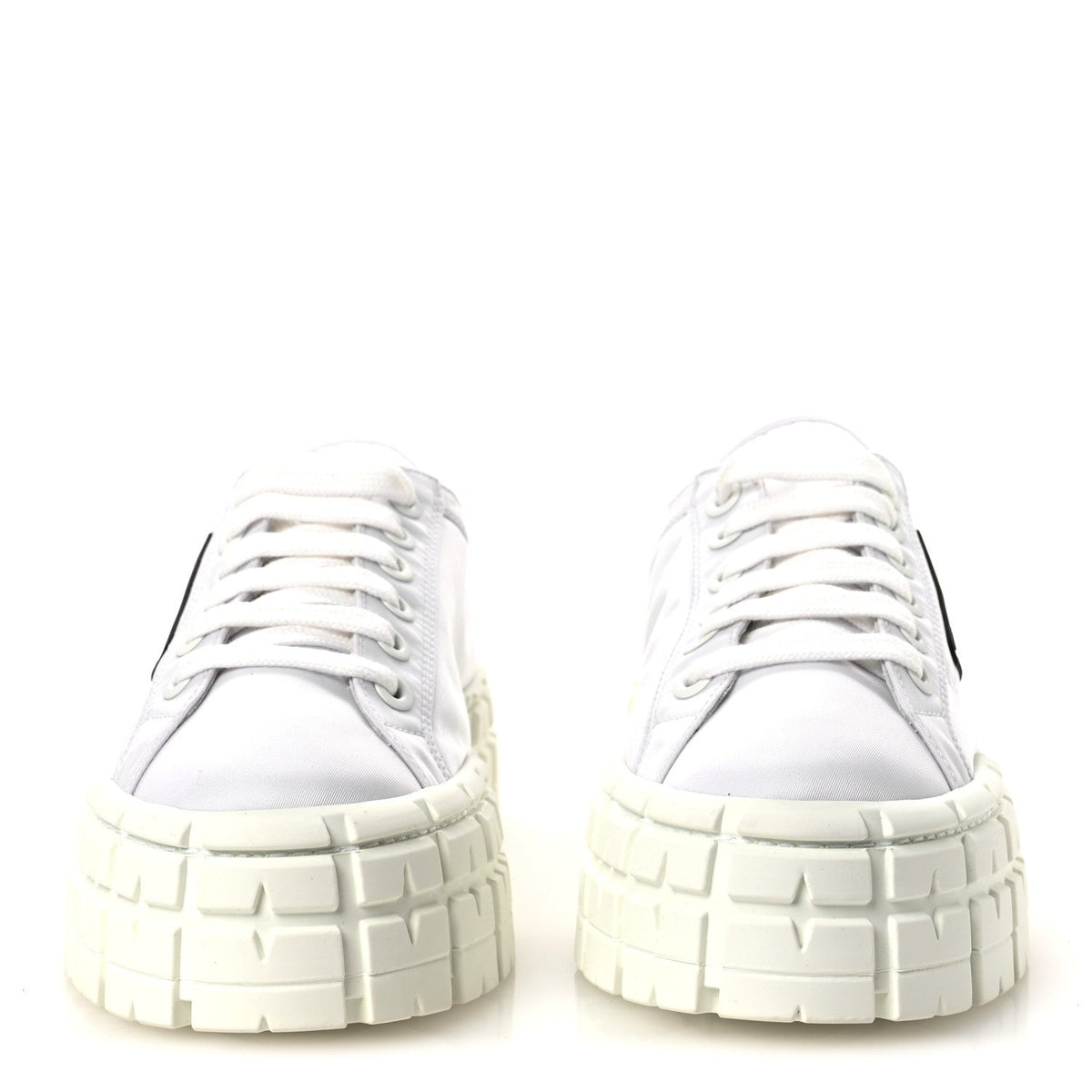 Prada Re-Nylon Gabardine Women's Double Wheel Sneakers 40 White