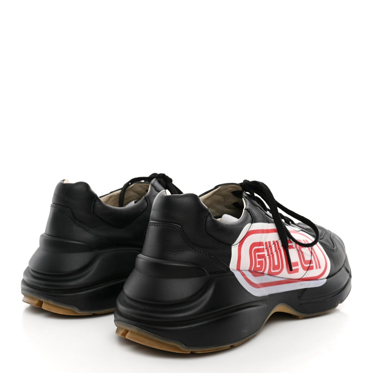 Gucci Calfskin Men's Rhyton SEGA Logo Sneakers 9 Black