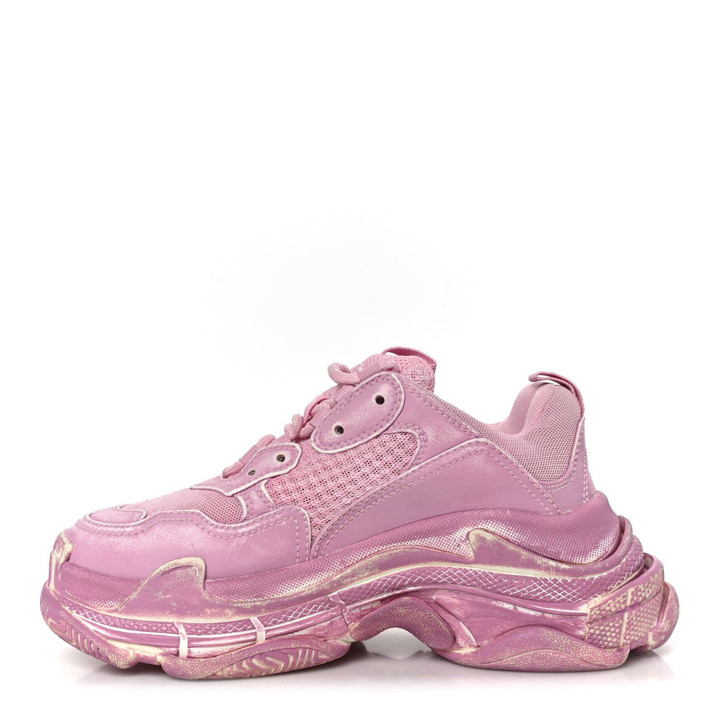Balenciaga Fabric Mesh Women's Triple S Sneakers 36 Pink