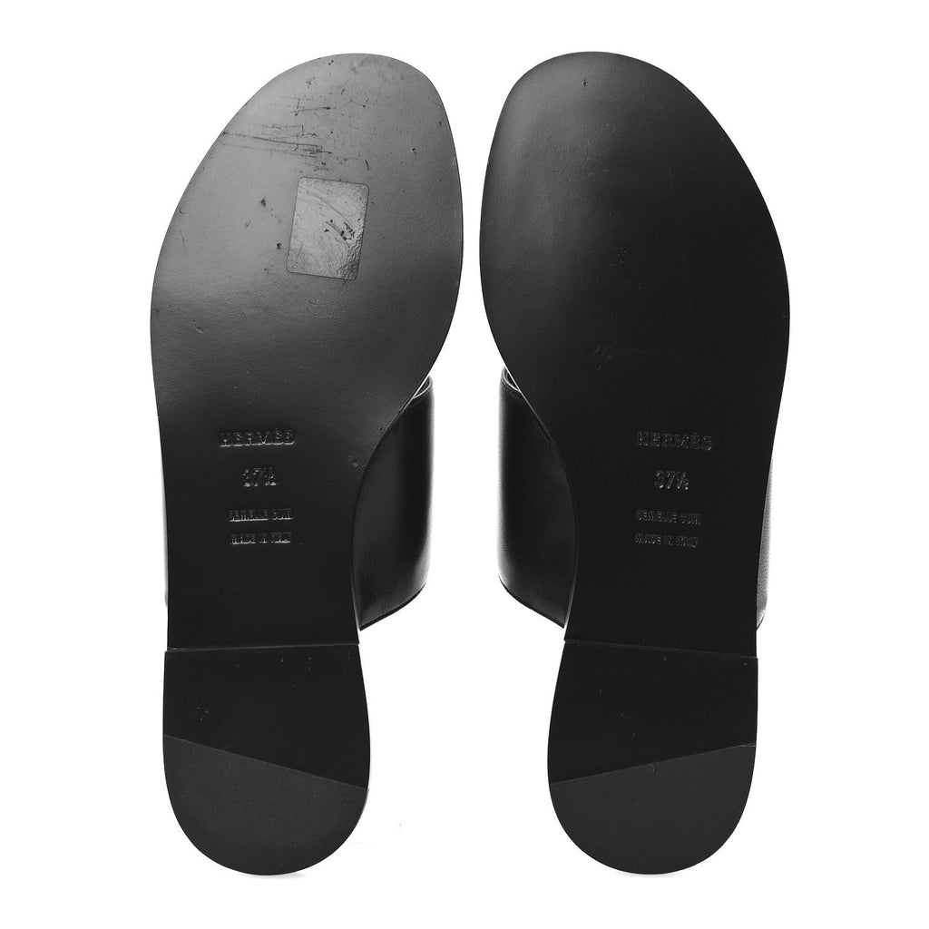 Hermès Nappa Women's Caia Slide Sandals 37.5 Black
