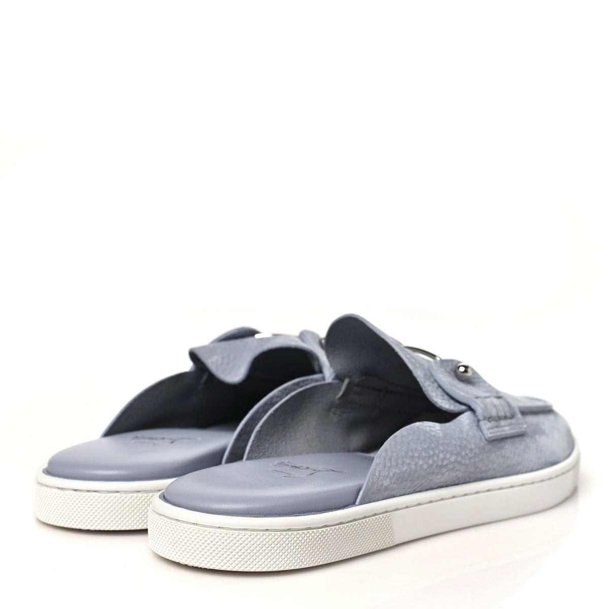 Christian Louboutin Nubuck Women's Chanme Donna Flat Boat Flats 40.5 Jumbo Grey
