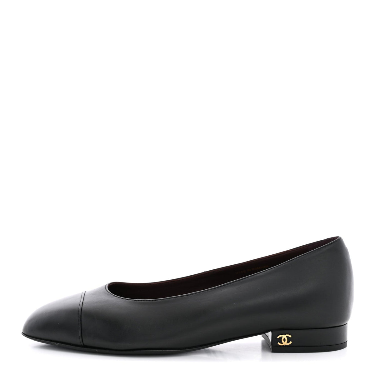 Chanel Lambskin Women's Cap Toe CC Ballerina Flats 36.5 Black