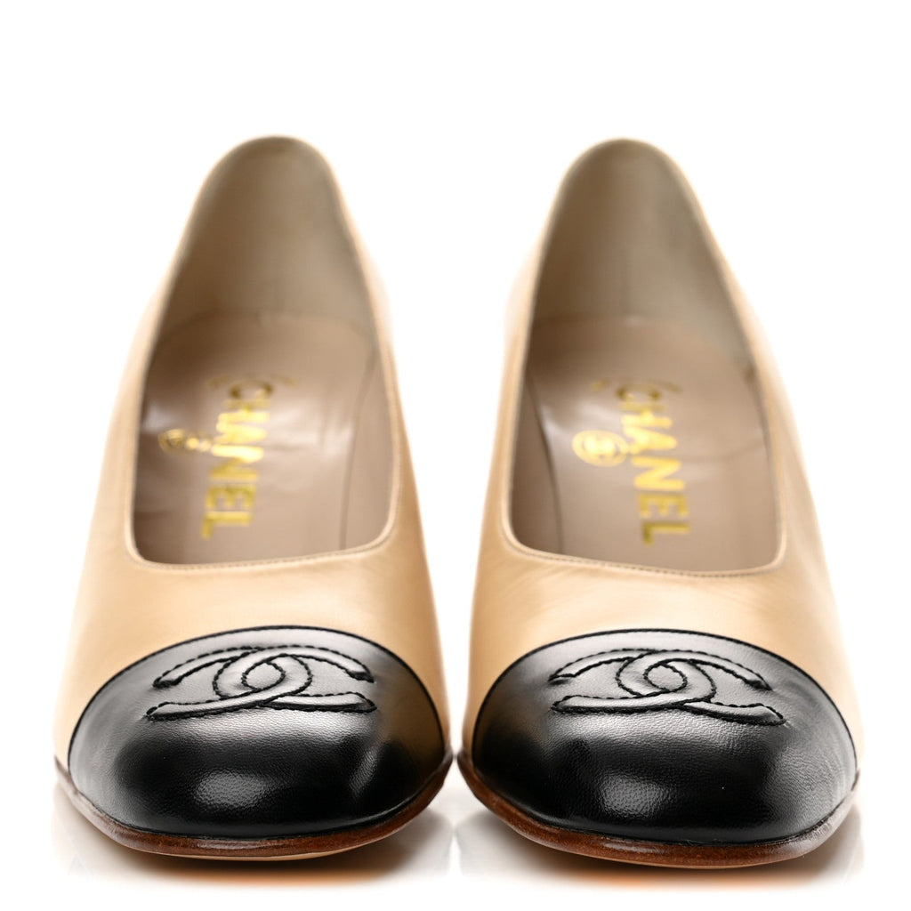 Chanel Lambskin Cap Toe CC Women's Pumps