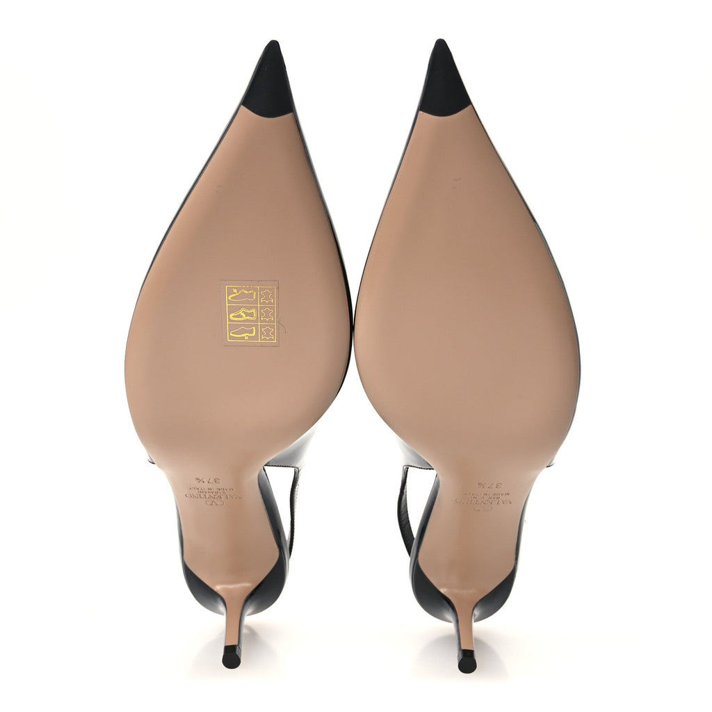 Valentino Garavani Patent Women's VLogo Slingback Pumps 37.5 Black