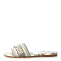 Christian Dior Canvas Women's Toile De Jouy Dway Flat Slide Sandals 37.5 Light Grey