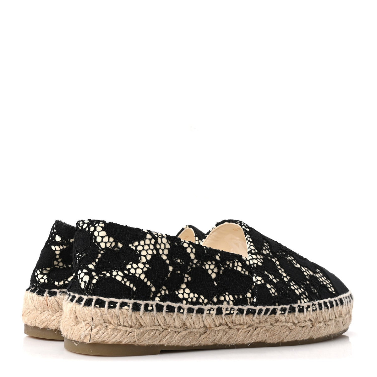 Chanel Lace Women's CC Espadrilles Flats 36 Black