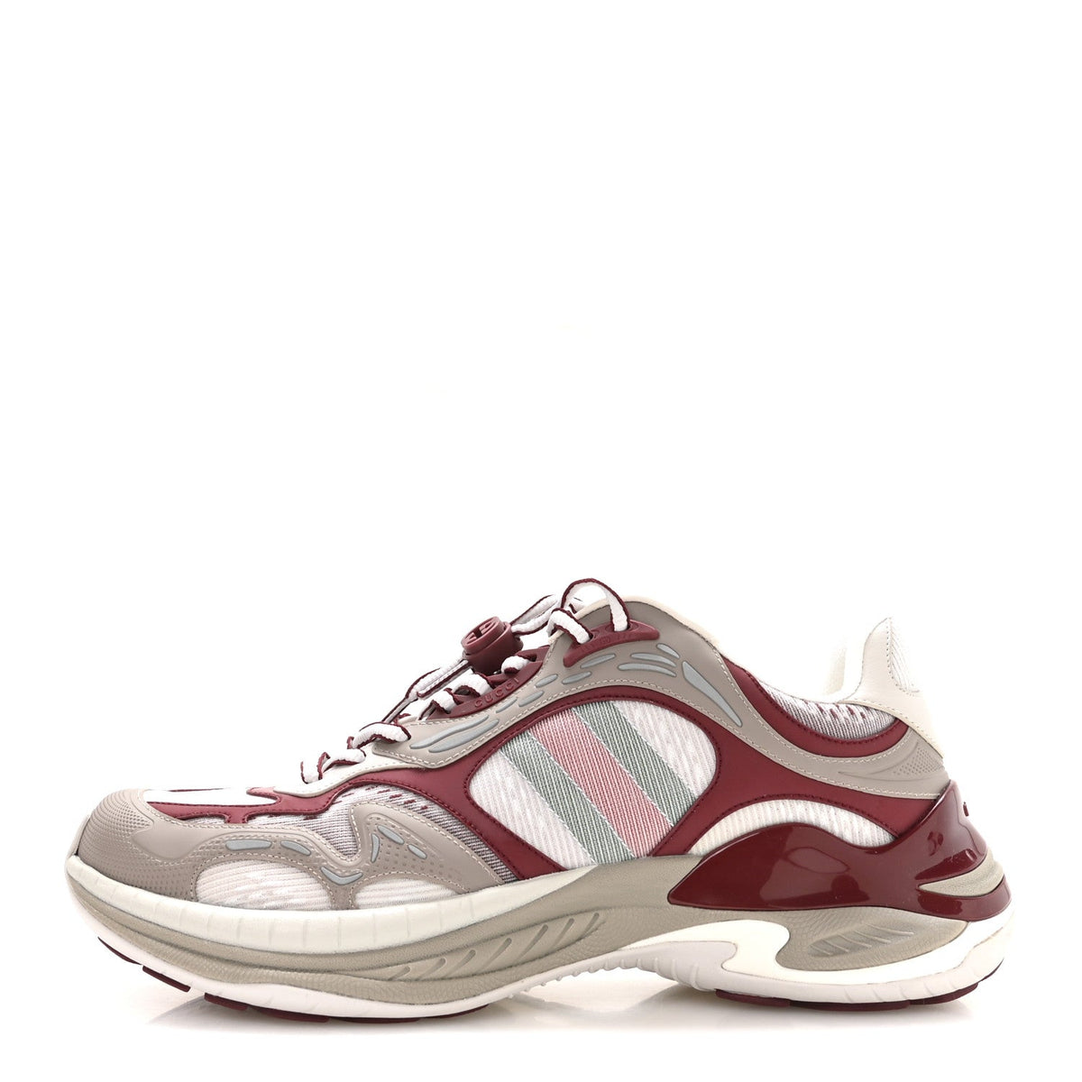 Gucci Calfskin Mesh Women's 2.0 Sneakers 9 Gray Rosso Ancora