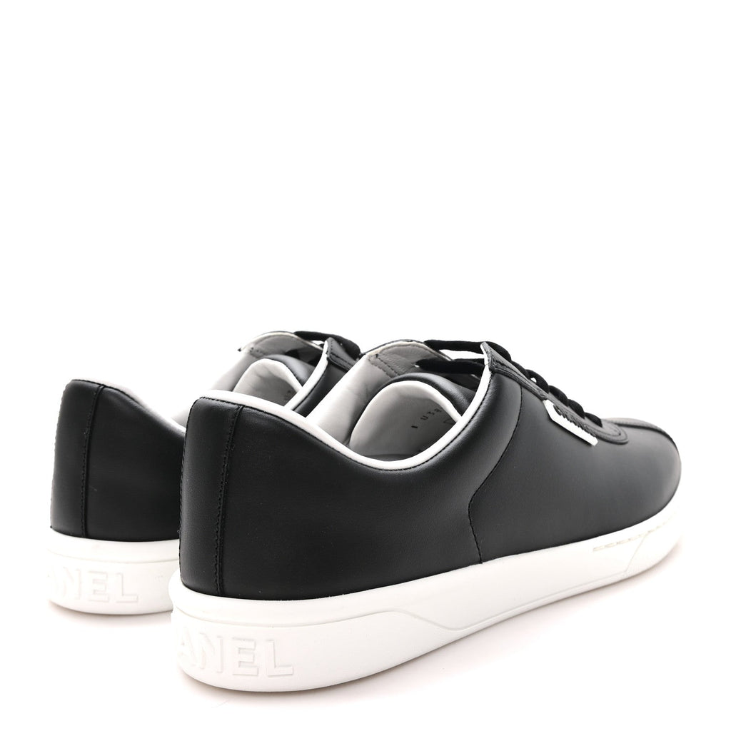 Chanel Calfskin Women's CC Sneakers 39.5 Black