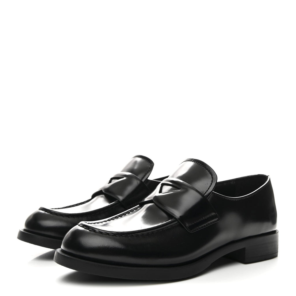 Prada Spazzolato Women's Loafers 37.5 Black