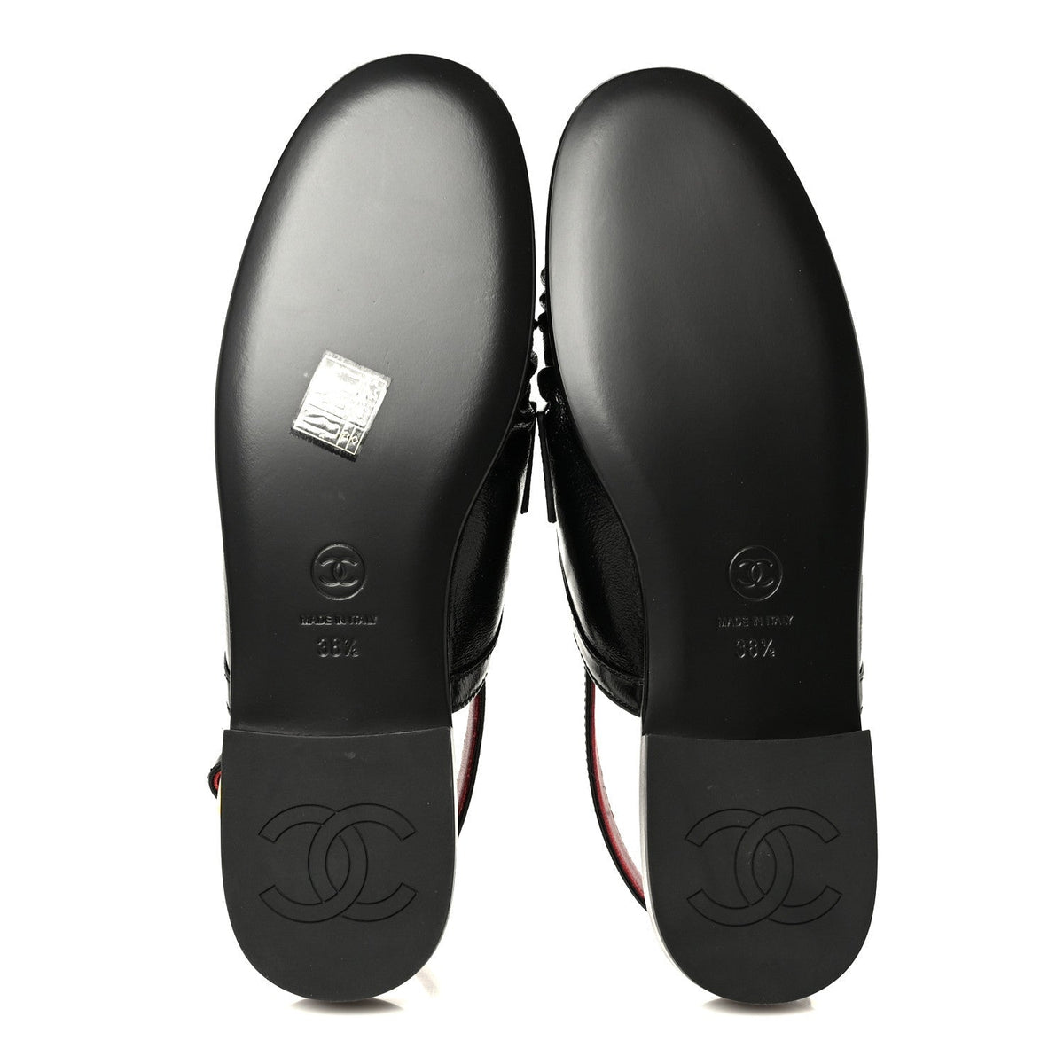 Chanel Crumpled Shiny Lambskin Women's CC Slingback Mocassin 38.5 Black