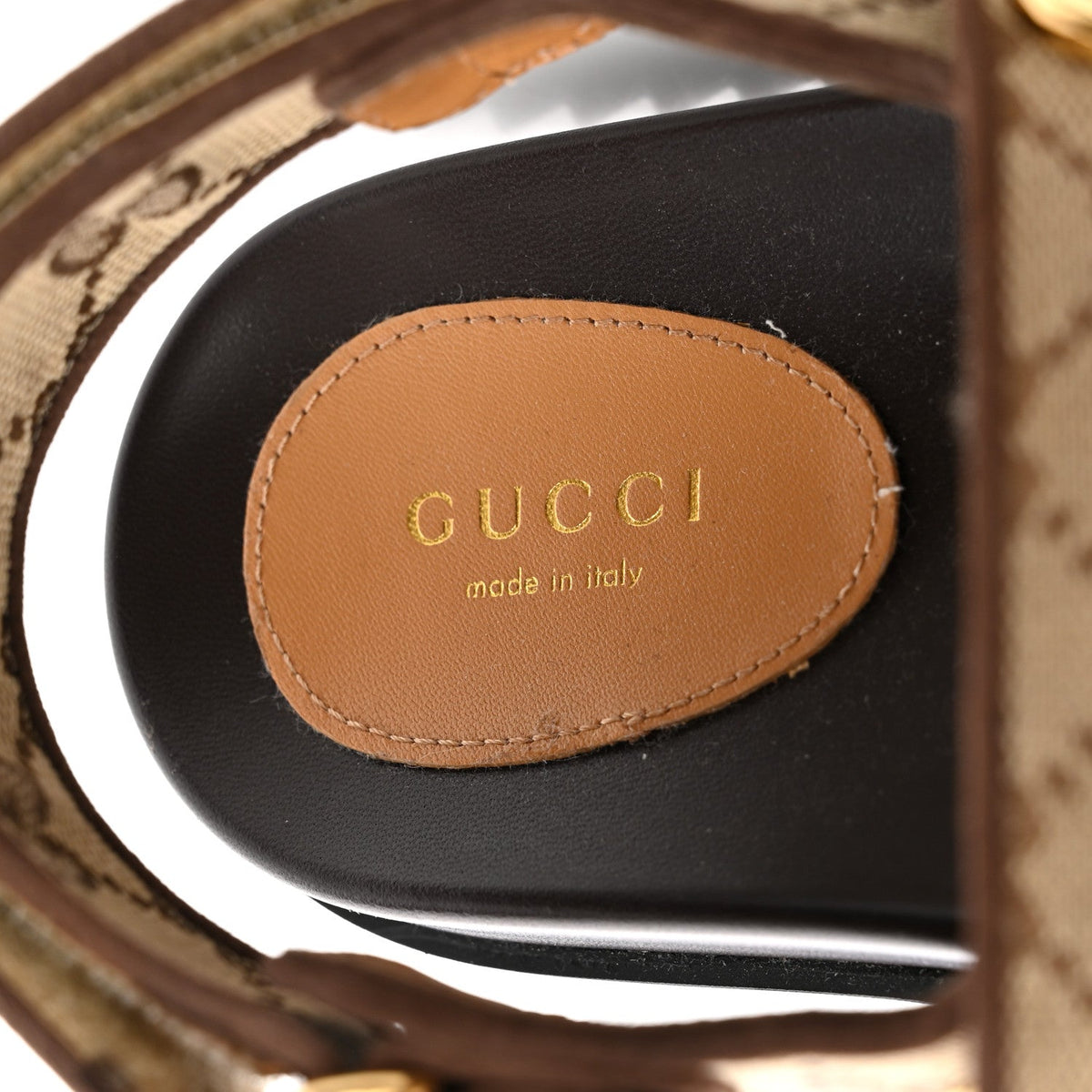 Gucci GG Monogram Eco Fabric Women's Slide Sandals 37 Beige Ebony