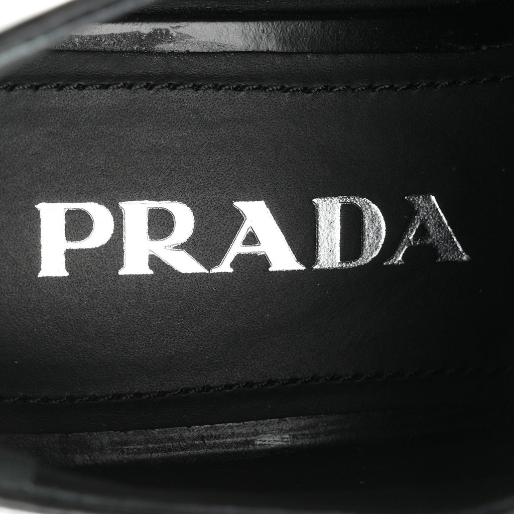 Prada Spazzolato Calfskin Women's Derby Platform Loafers 37 Black