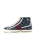 Gucci Denim GG Monogram Web 1977 Tennis Men's High Top Sneakers Blue
