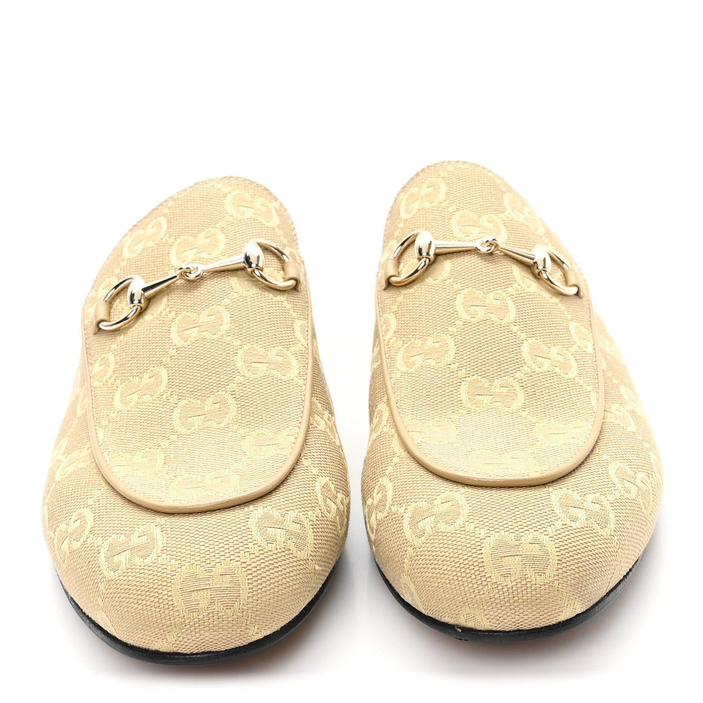 Gucci Canvas Women's GG Monogram Princetown Slippers 40 Egypt Salt