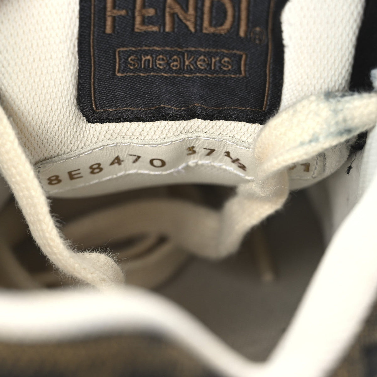 Fendi Suede Calfskin Zucca Women's Match Low Top Sneakers 37.5 Tobacco Black