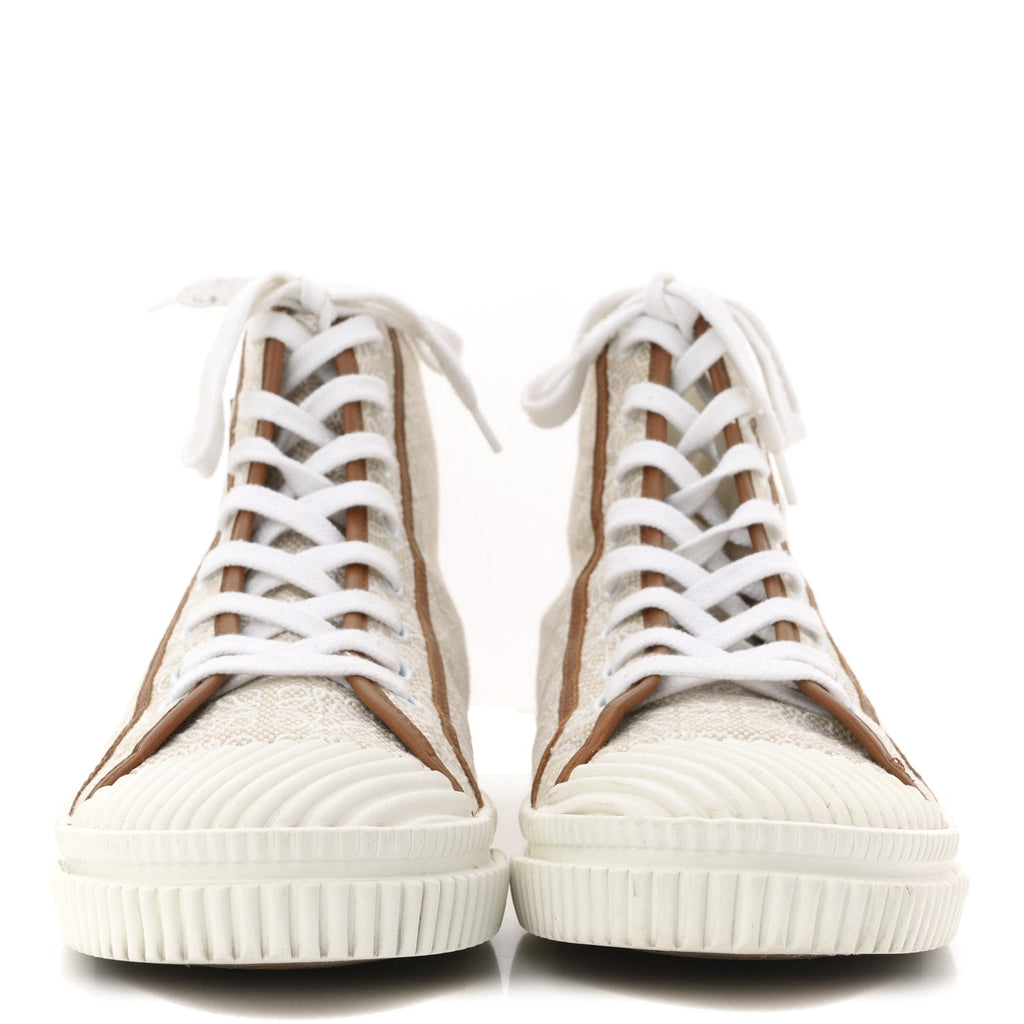 Loewe Jacquard Calfskin Men's Anagram High Top Sneakers 42 Natural White
