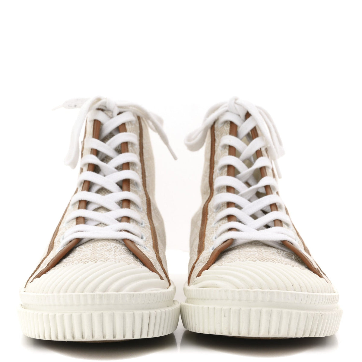 Loewe Jacquard Calfskin Men's Anagram High Top Sneakers 42 Natural White