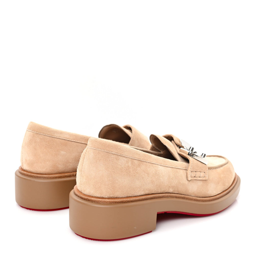 Christian Louboutin Suede Men's Urban Moc Lock Loafers 38 Beige