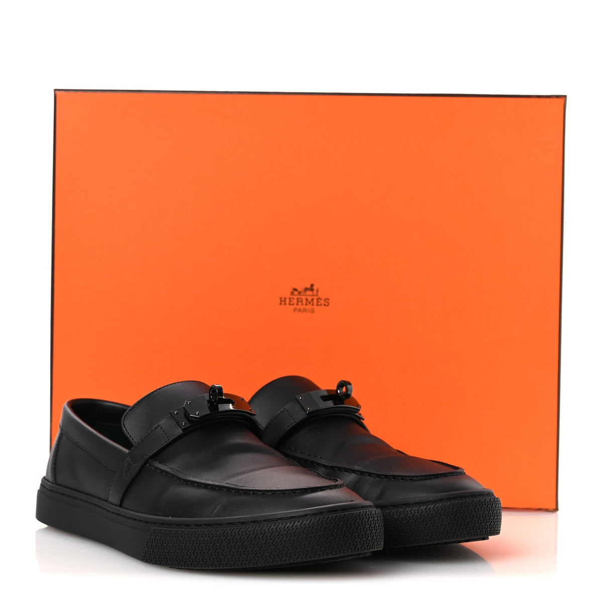 Hermès Calfskin Men's Game Slip-On Sneakers 40 Black