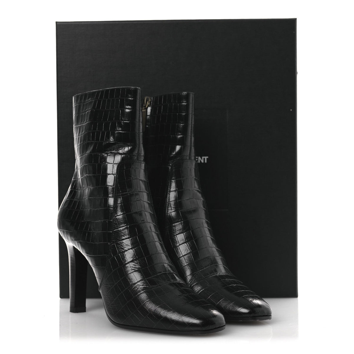 Saint Laurent Leather Women's Jane 90 Zip Booties 42 Black