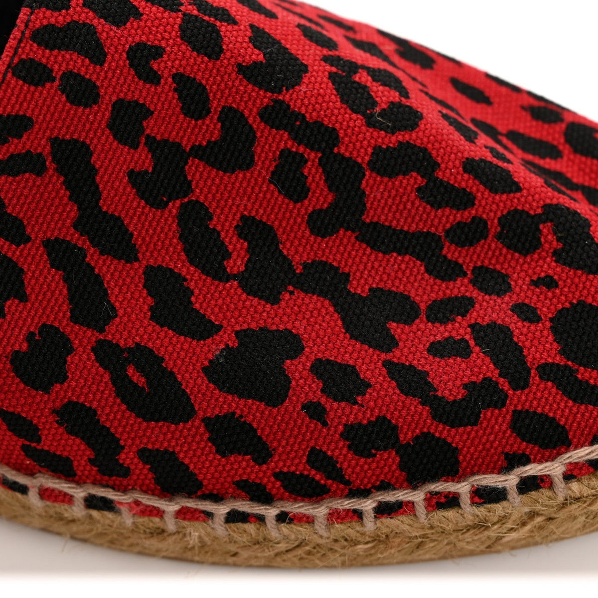 Saint Laurent Canvas Women's Leopard Print Espadrilles 38 Red Black