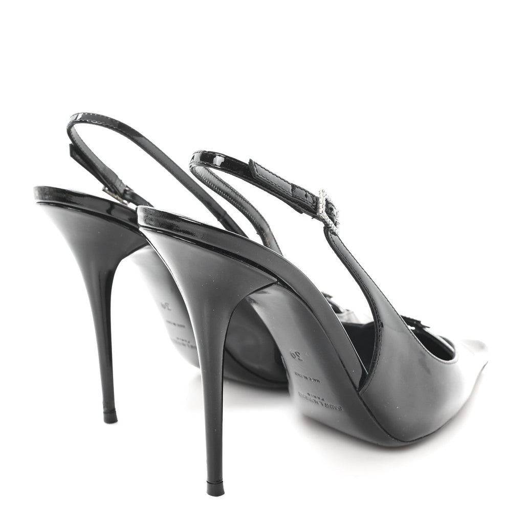 Saint Laurent Patent Leather Women's Vernice Slingback Pumps 39 Black